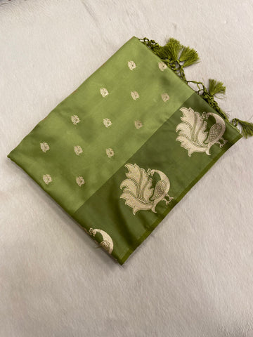 Premium crepe satin silk saree🦚