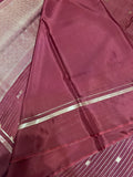 Pure Mix Crepe Mysore Silk Saree  (Deep Burgundy)
