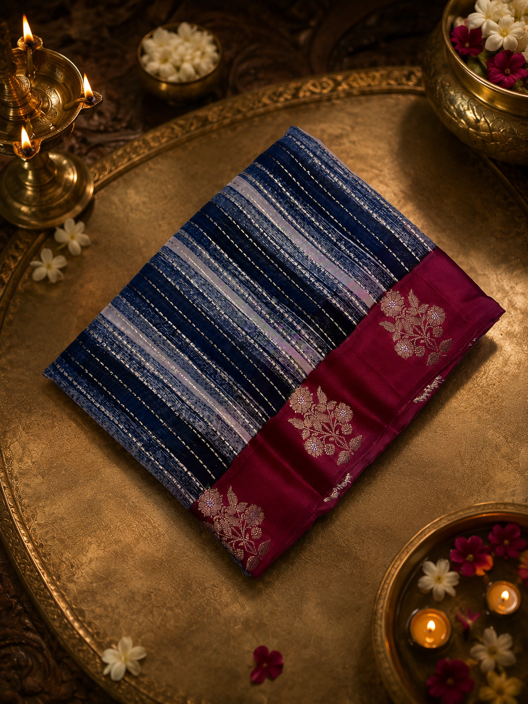 Pure soft organza saree with satin border
