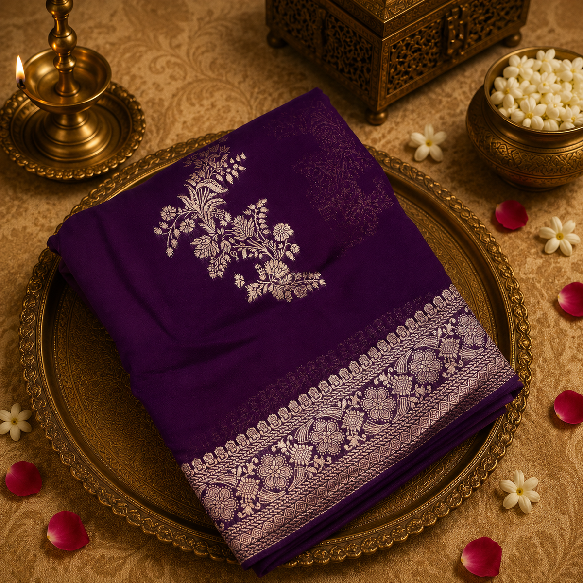 Premium Crepe Georgette Saree 💜