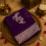 Premium Crepe Georgette Saree 💜