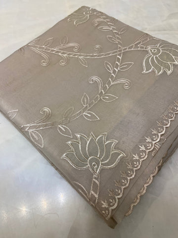 Pure organza saree with embroidery work