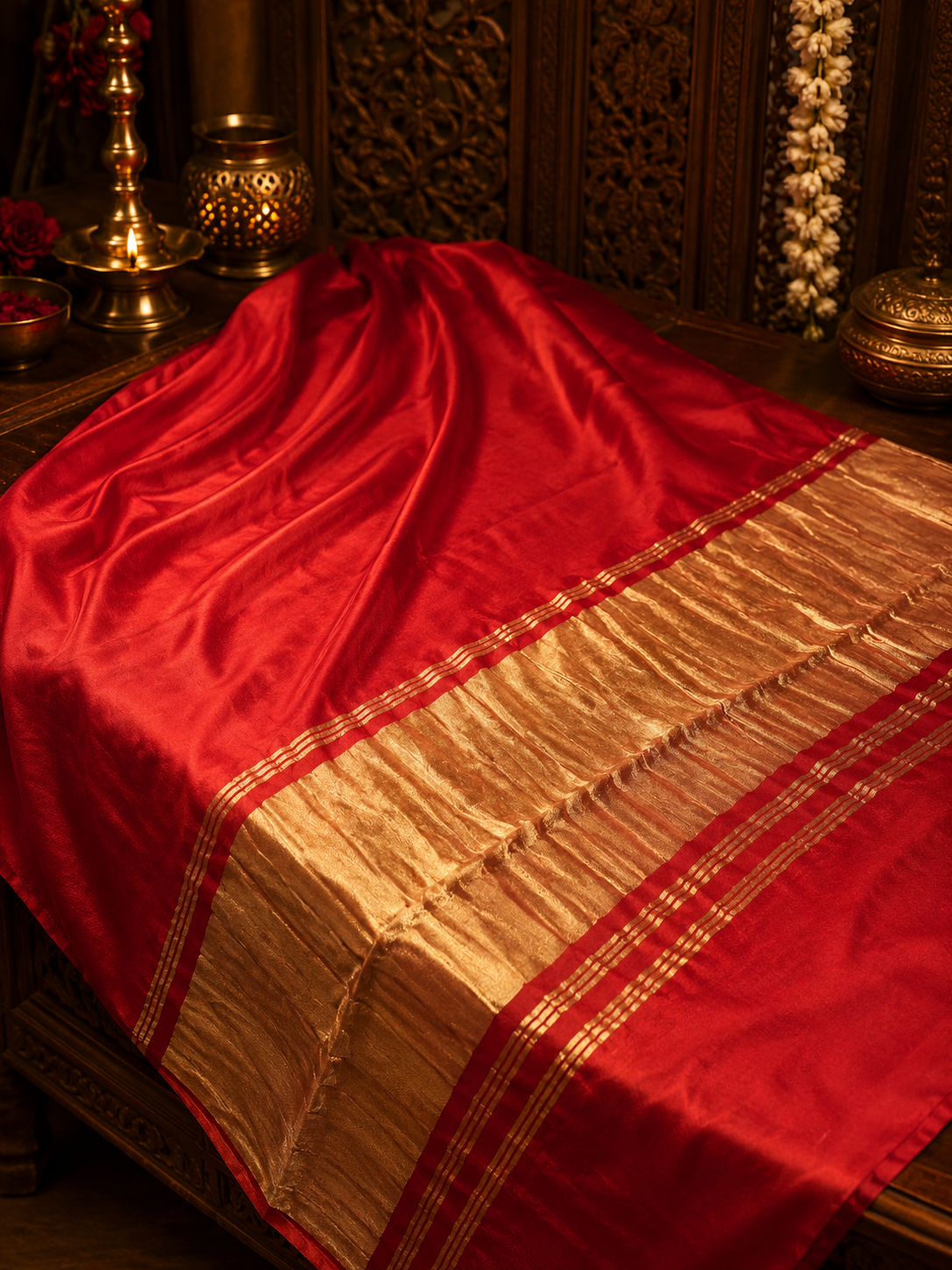 Premium Semi Gajji Modal Silk Saree- Reddish pink