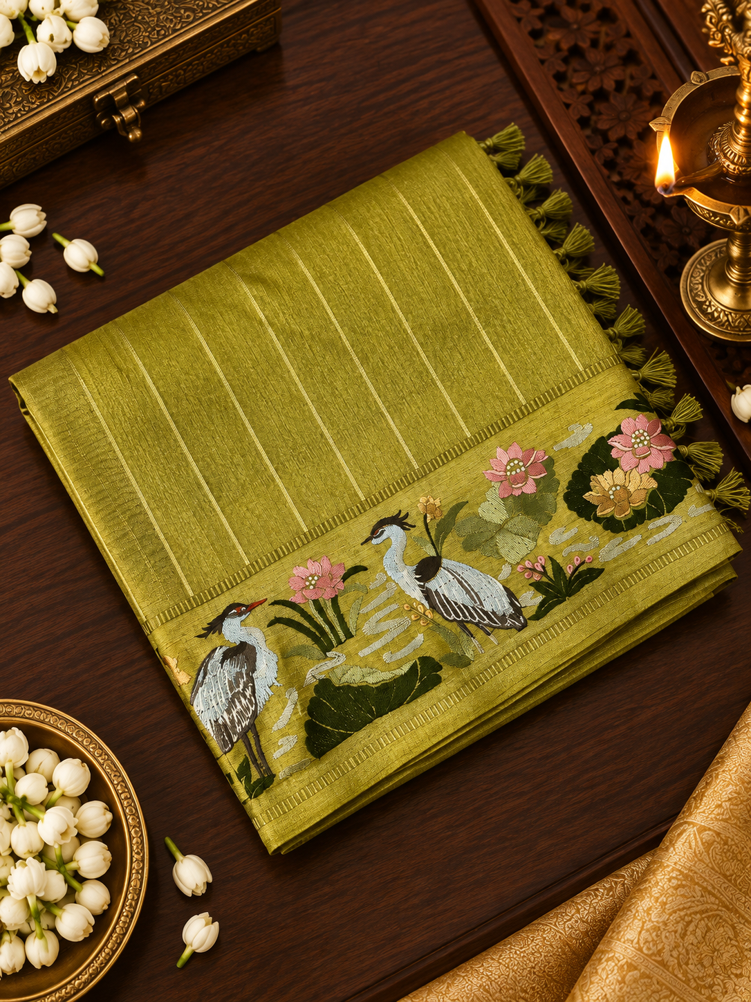 Pure Tissue Organza Saree With Embroidery