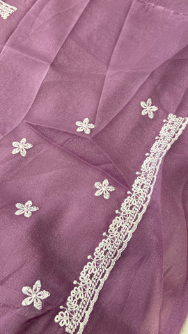 Premium Soft Organza Saree (Lavender)