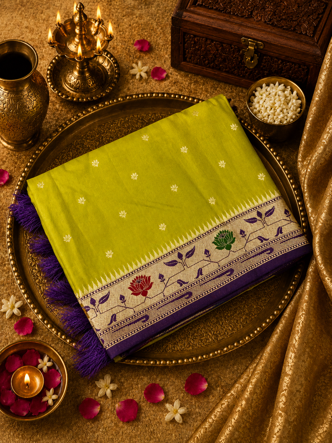 Premium Russian Silk Saree With Paithani Border