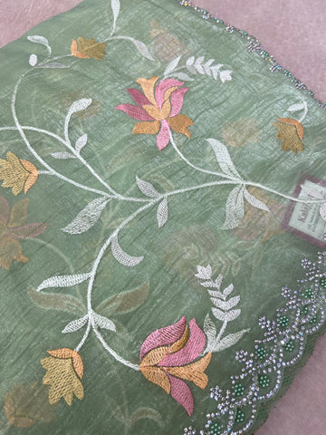 Premium Crush Organza Saree💚