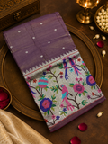 Pure Tissue Organza With Paithani Border (Lavender)- 901996