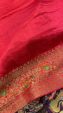 Pure Banarasi Crepe Satin Kalamkari Saree