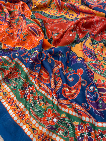 Banarasi Kalamkari Saree With Mirror Work