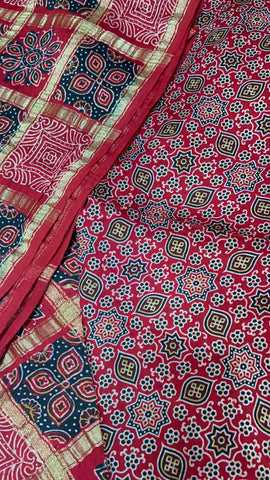 Pure Gajji modal silk saree (Red)