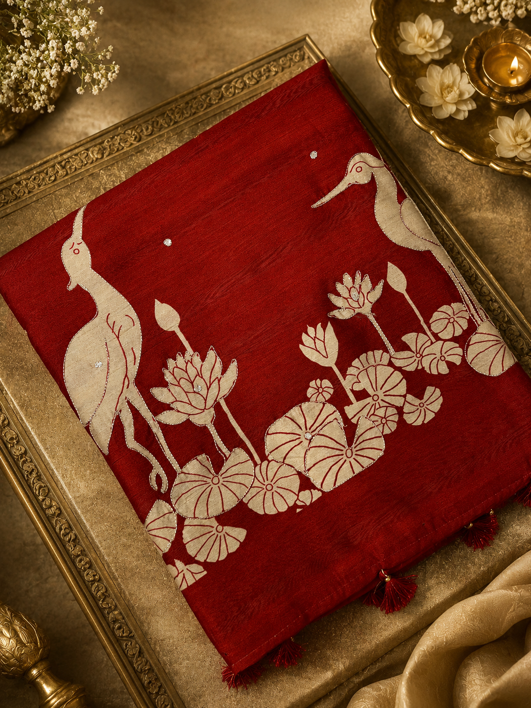 Premium Butter Silk Saree With Appliqué Zari