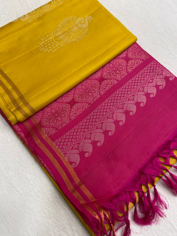 Half Mix Kanjeevaram Soft Silk Saree