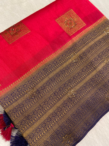 Assam Silk With Stone Work Saree✨