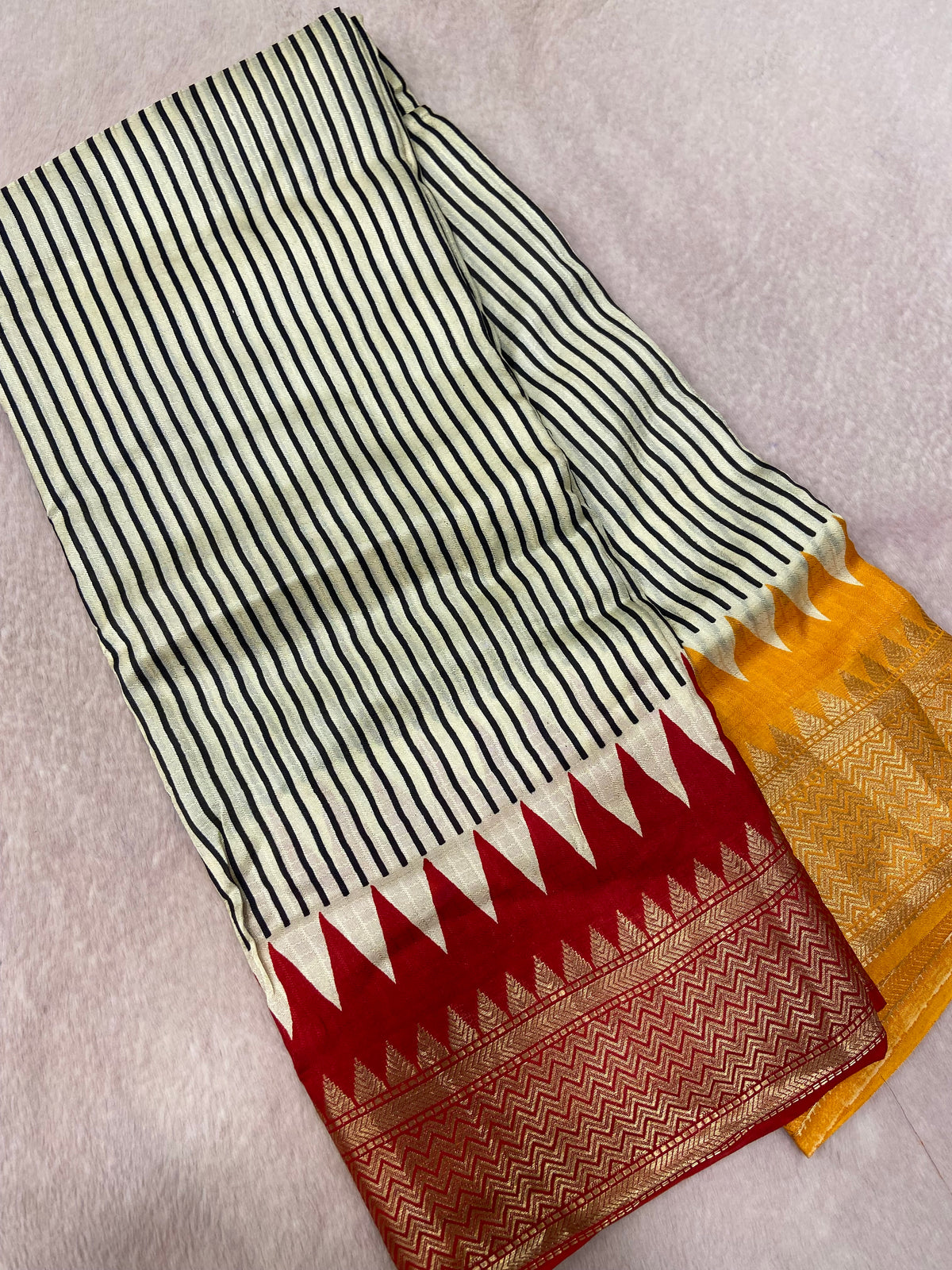 Premium Dola With Ganga Jamuna Border Saree