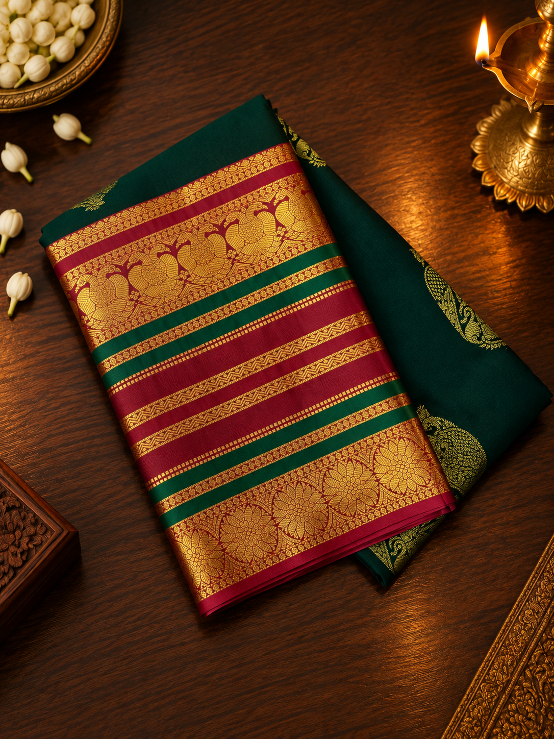 Premium Semi Kanchipuram Silk Saree💚