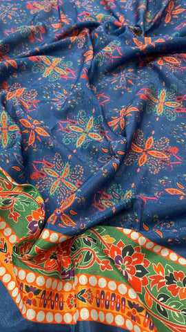 Banarasi Kalamkari Saree With Mirror Work