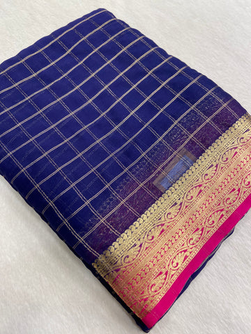Premium Crepe Semi Chiffon Mysore Silk Saree