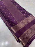 Pure Mix Crepe Mysore Silk Saree  (Deep wine)