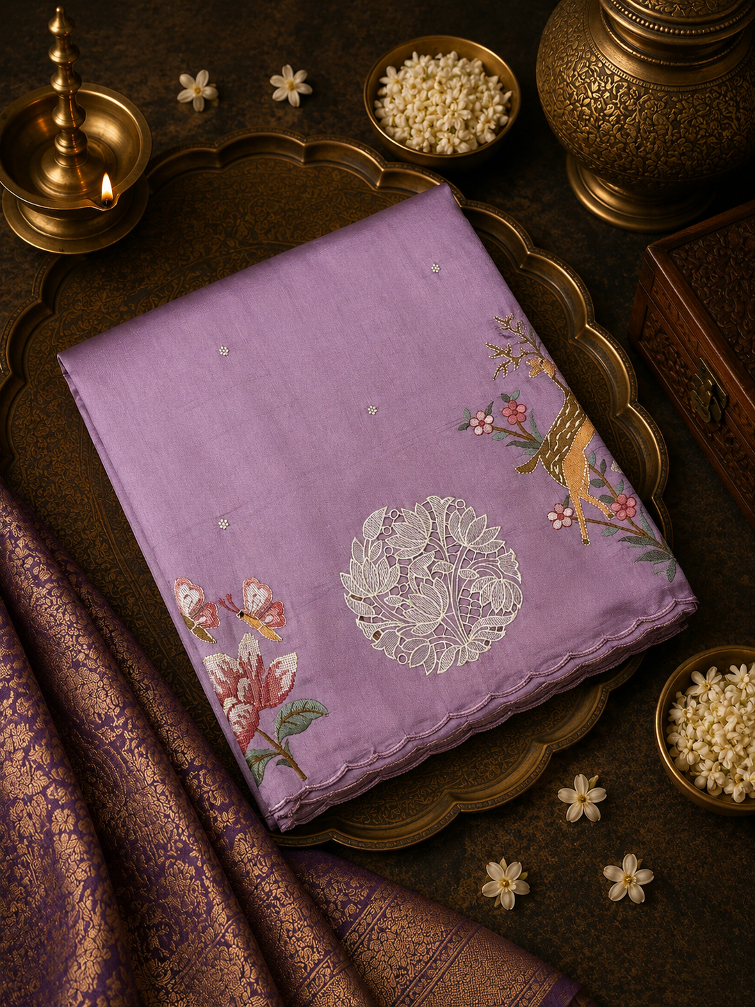 Premium Soft Tassar Saree With Embroidery