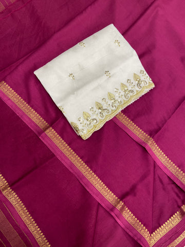 Premium Semi Crepe Mysore Silk Saree With Double Blouse