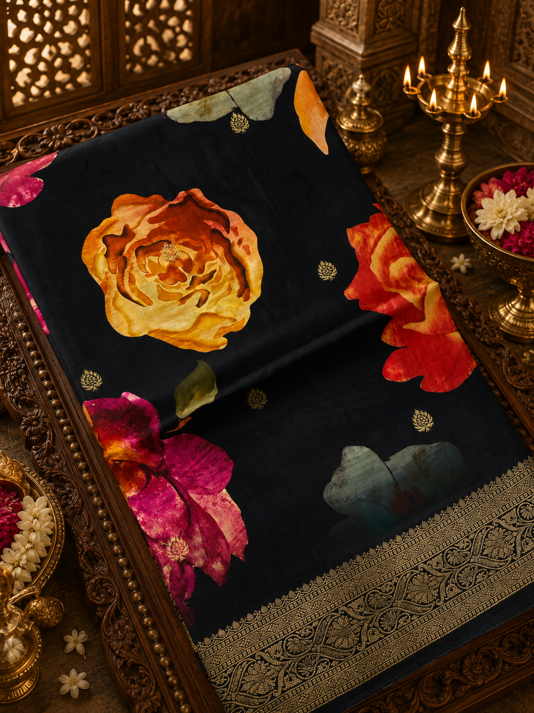 Digital Print Concept In Premium Semi Kanchipuram Silk Saree