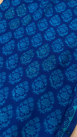 Semi crepe saree with stone work