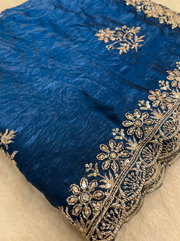 Chinnon Saree With Work💙