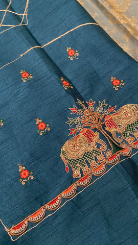 Bridal Soft Tissue Saree With Scallop Border🩵