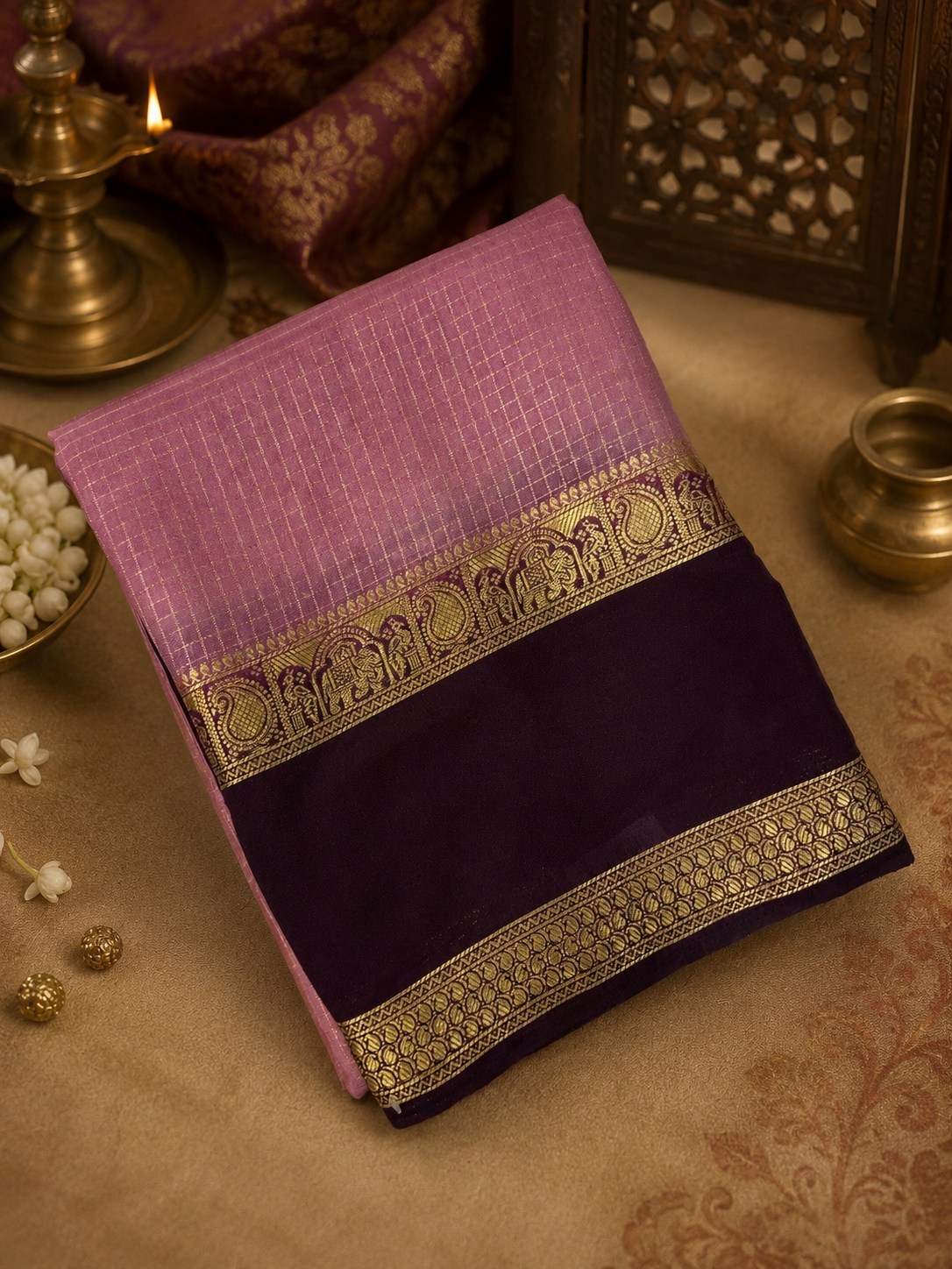 Premium Semi Mysore Crepe Silk Saree