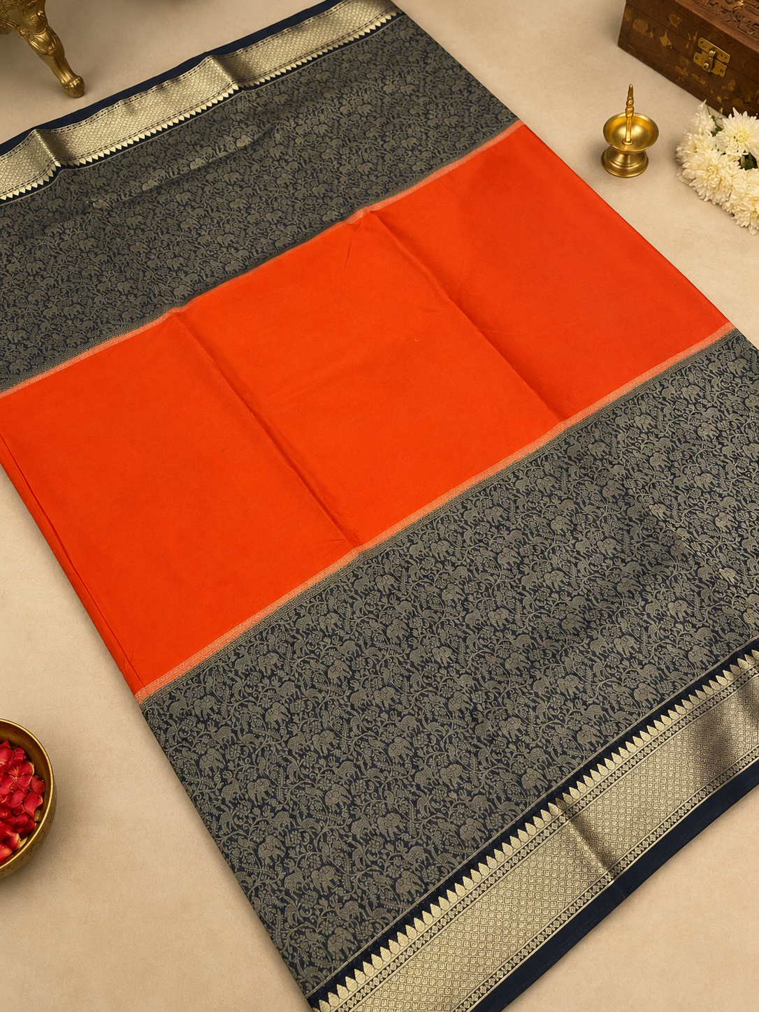 Pure Mix Crepe Mysore Silk Saree Brocade Design