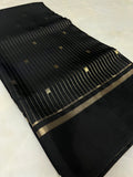 Pure Mix Crepe Mysore Silk Saree  (Black)
