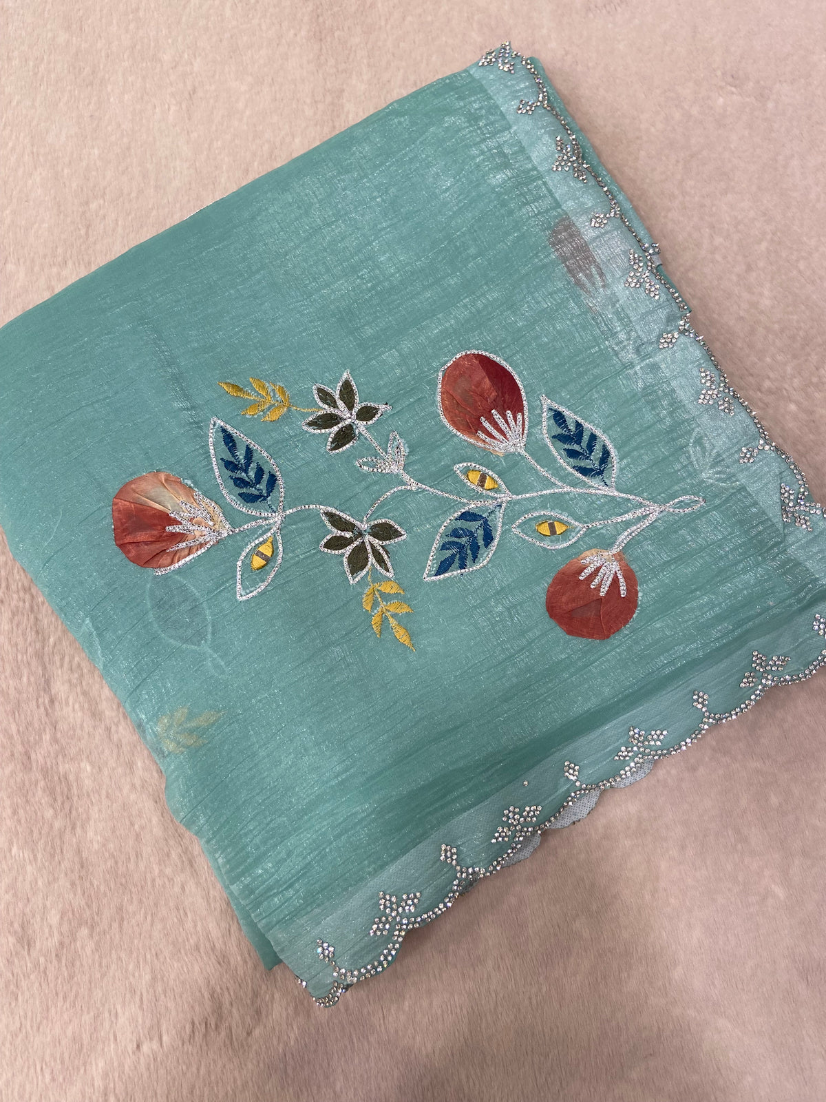 Premium Crush Organza Saree 💚