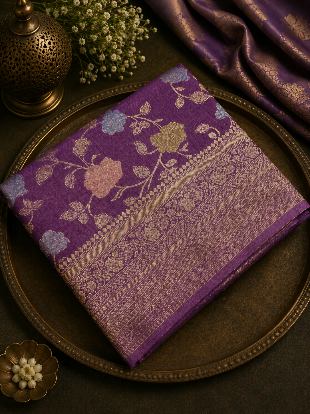 Premium Heritage Cotton Saree- Lavender