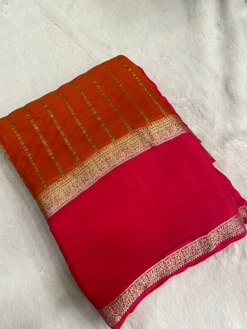 Pure wrinkle crepe silk saree