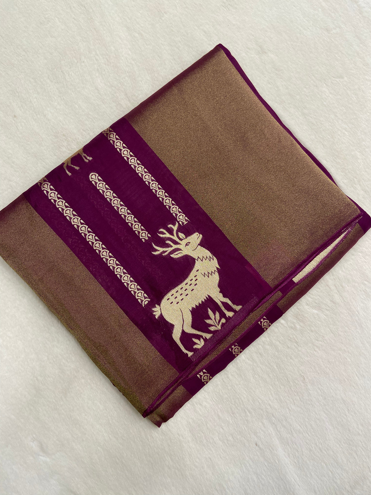 Pure Chinnon saree(wine)