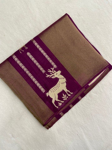 Pure Chinnon saree(wine)