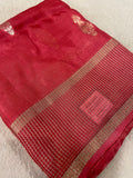 Pure Crepe Chinnon Saree (Cherry Red)- 902971