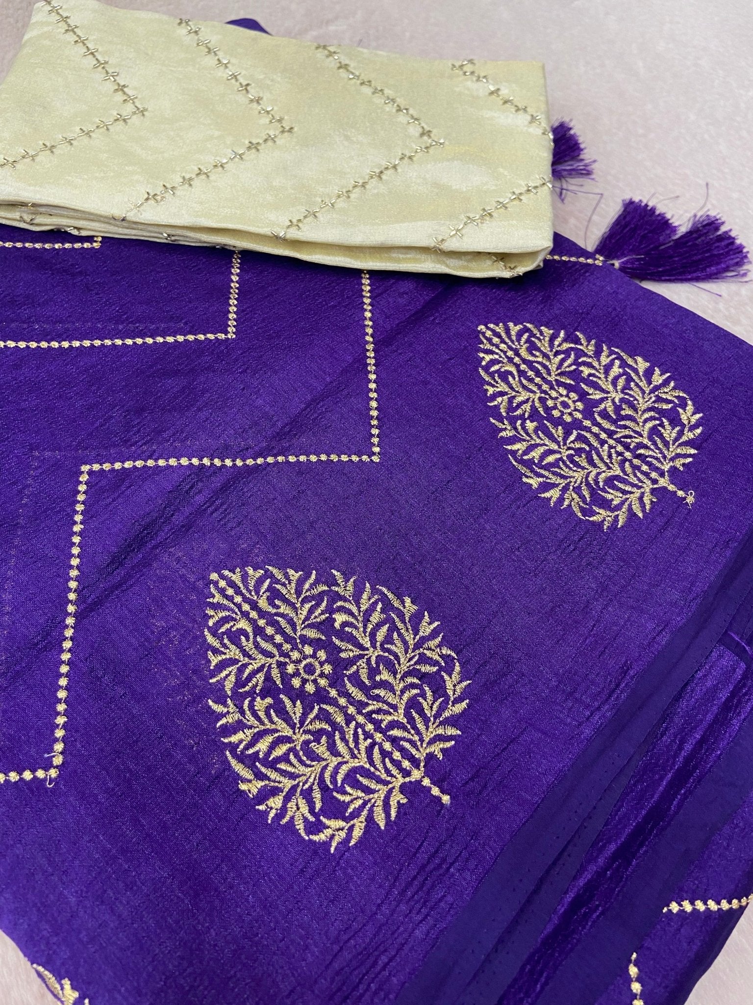 Butter Crepe Silk Saree💜 - Kanjeevaram Silk Mandir