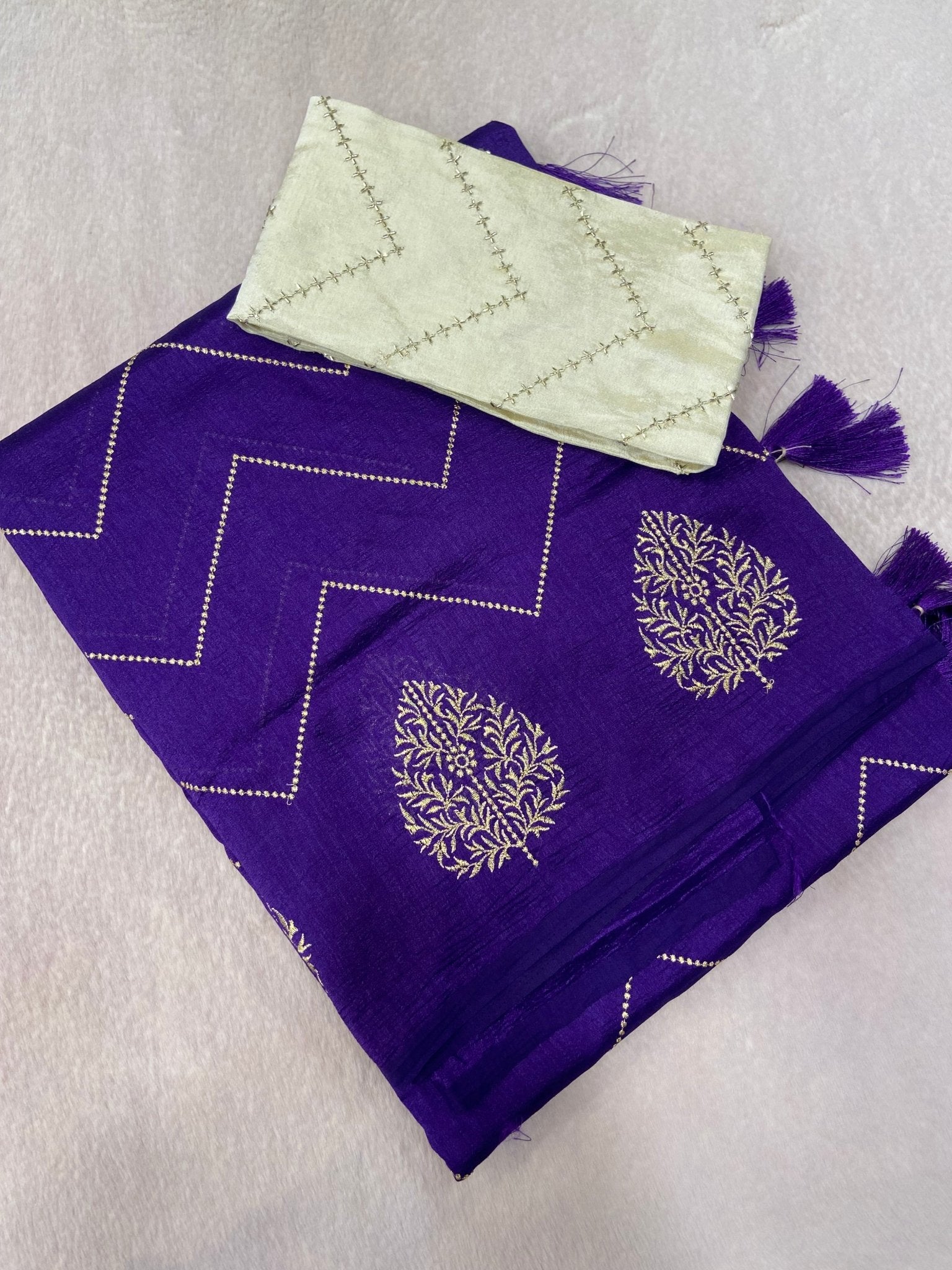 Butter Crepe Silk Saree💜 - Kanjeevaram Silk Mandir