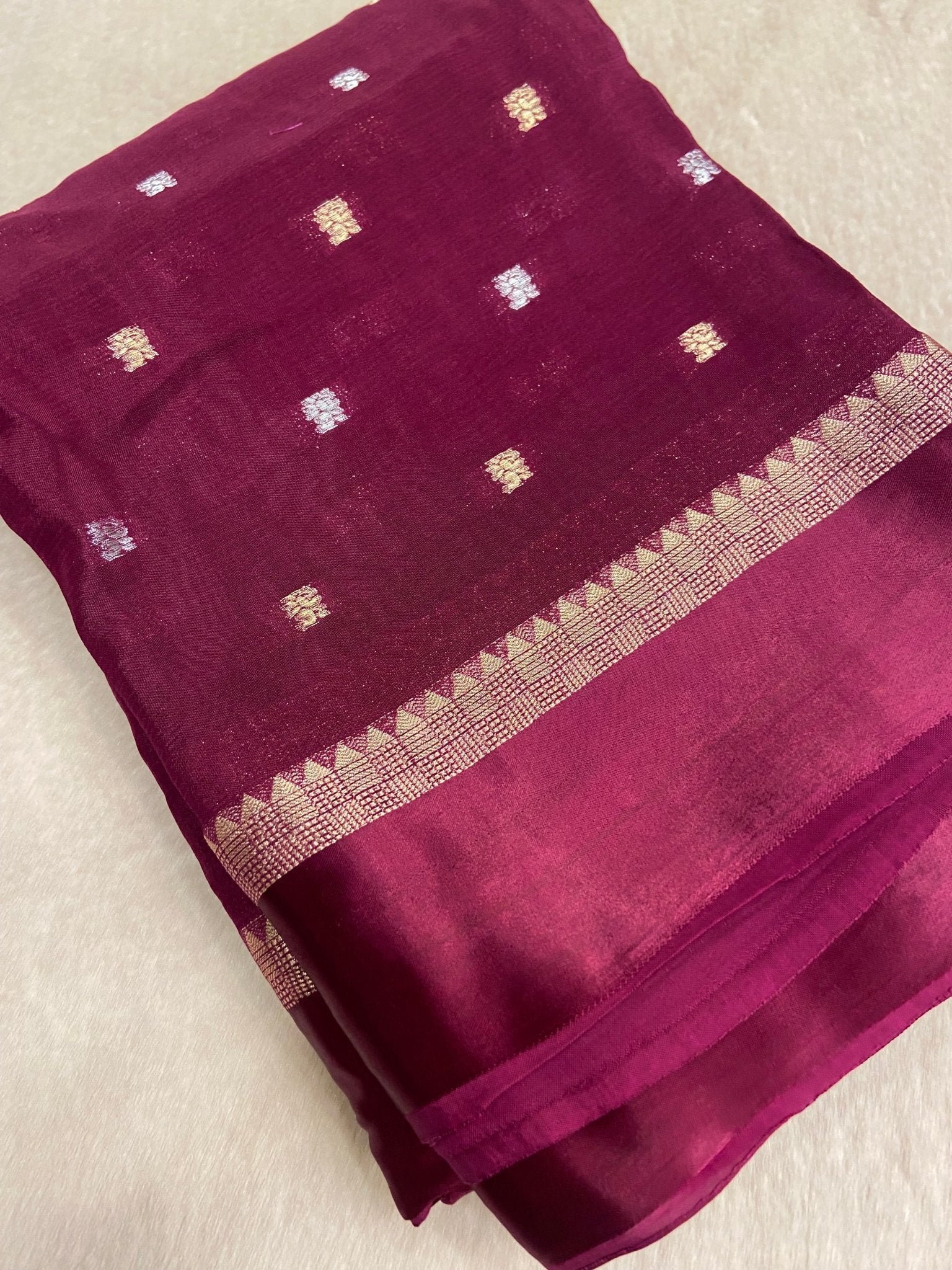 Crepe Chiffon saree - Kanjeevaram Silk Mandir