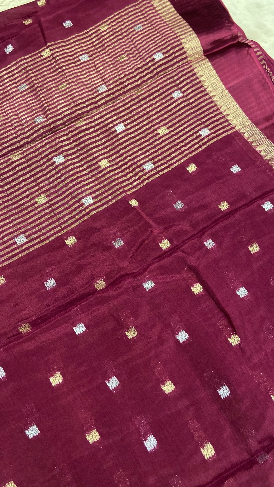 Crepe Chiffon saree - Kanjeevaram Silk Mandir