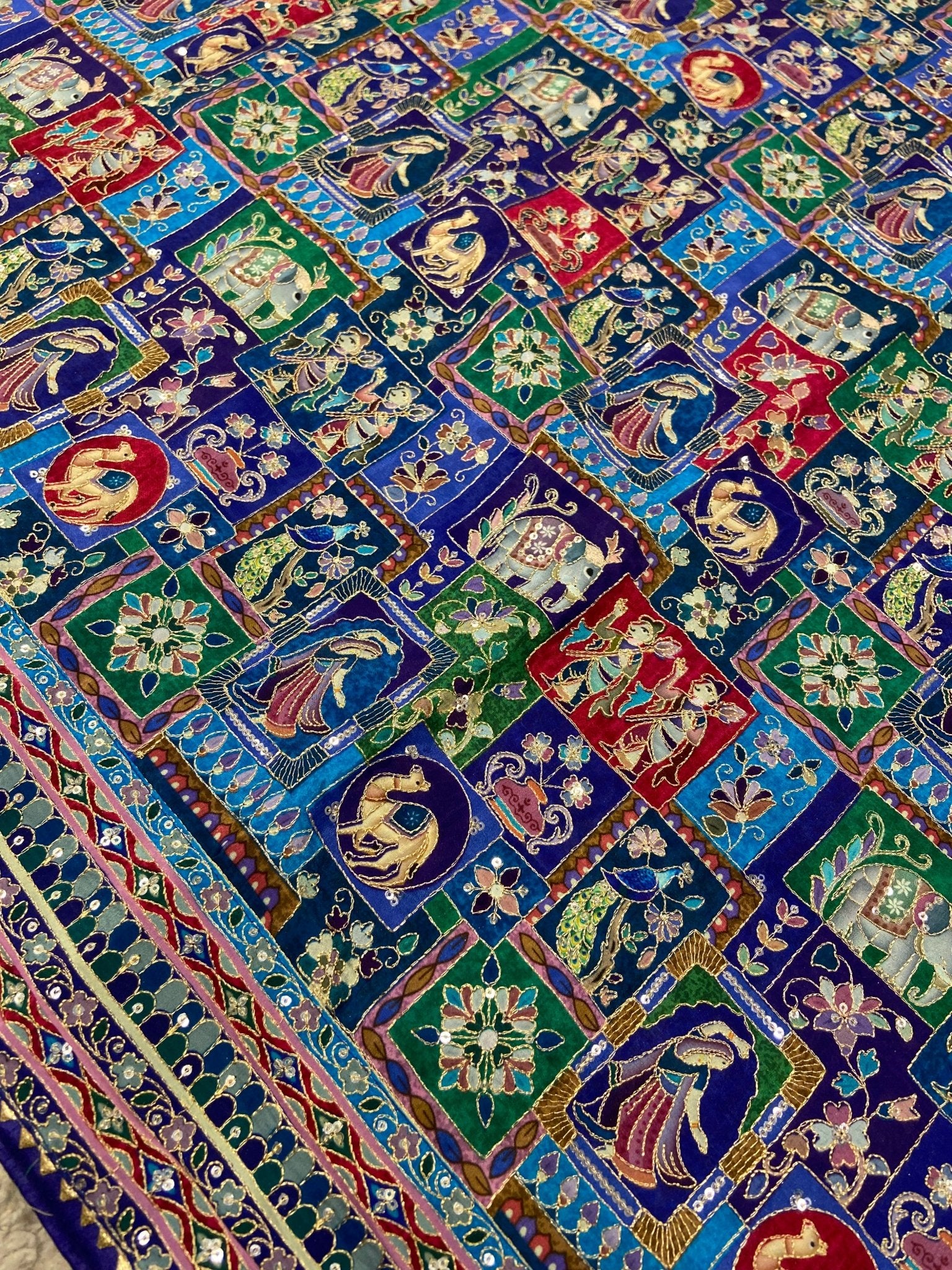 Crepe Silk Digital Print Saree With Real Mirror Work & Latkan Border - Kanjeevaram Silk Mandir