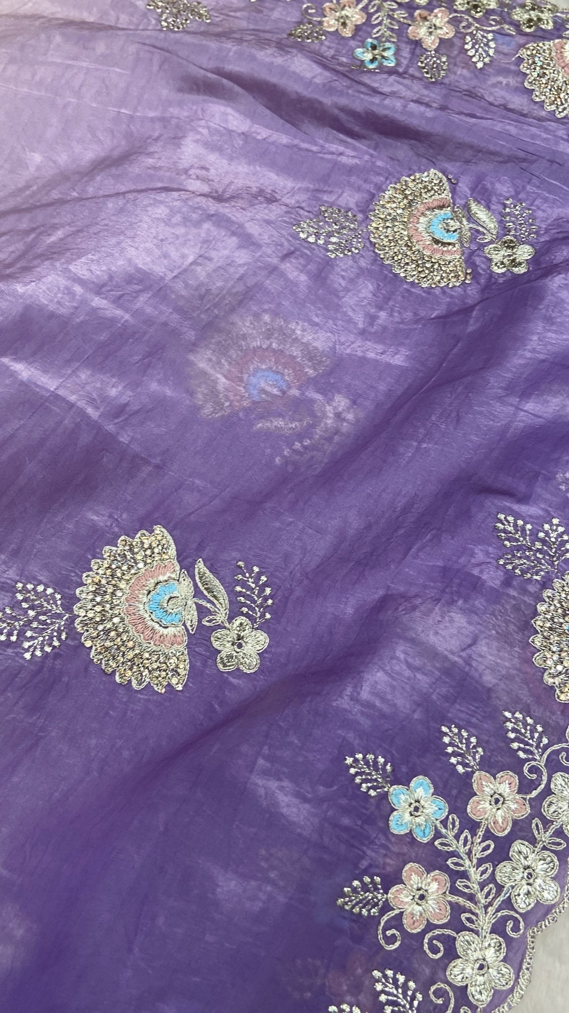 Designer Chinnon Saree With Work - Kanjeevaram Silk Mandir