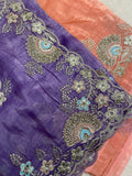 Designer Chinnon Saree With Work - Kanjeevaram Silk Mandir