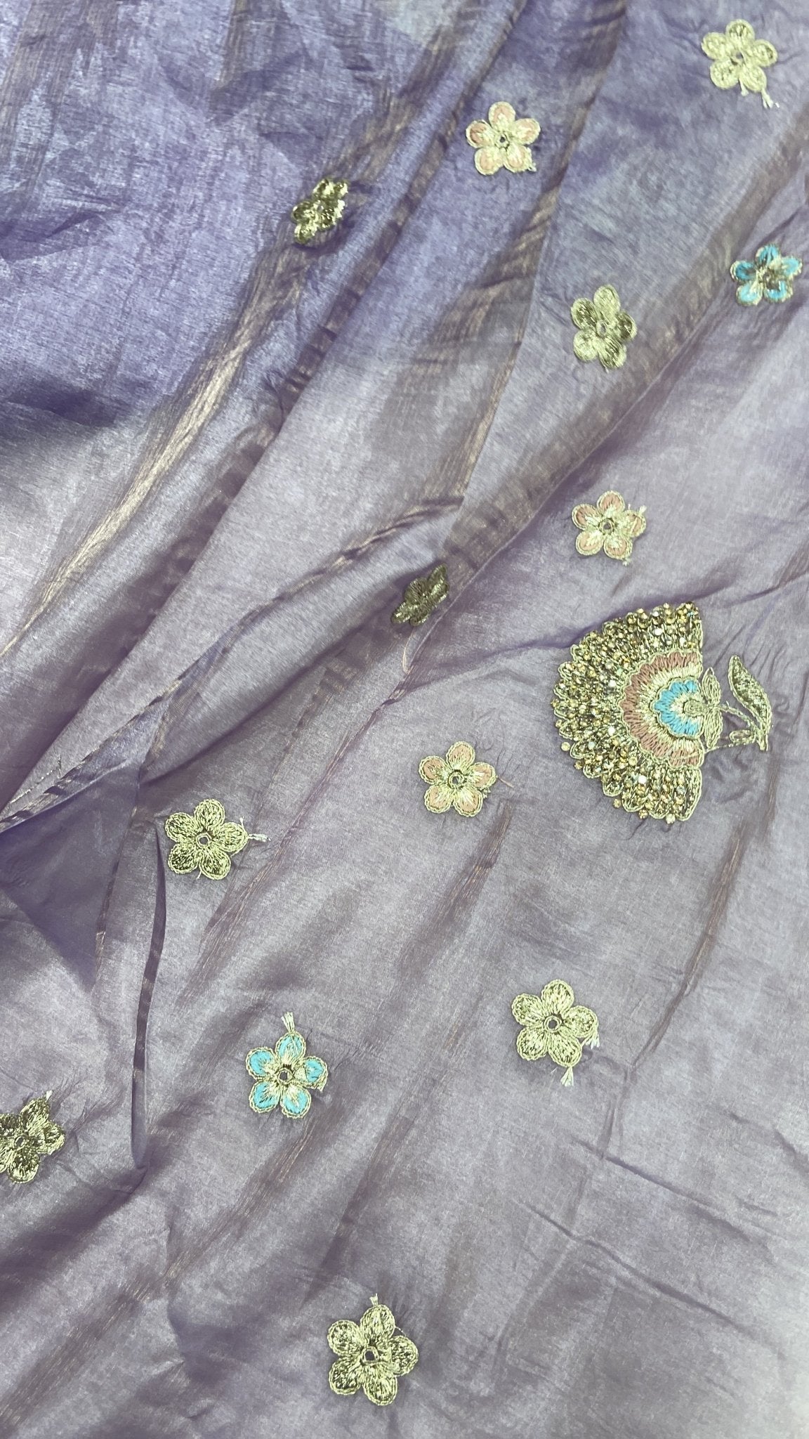 Designer Chinnon Saree With Work - Kanjeevaram Silk Mandir