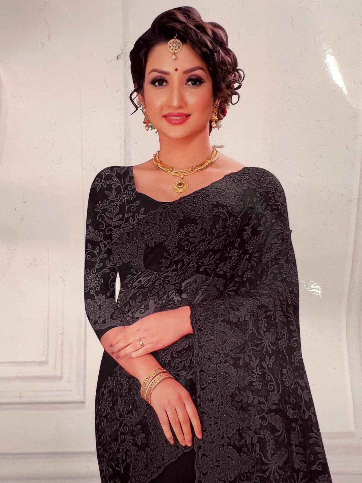 Designer Netted Saree - Kanjeevaram Silk Mandir
