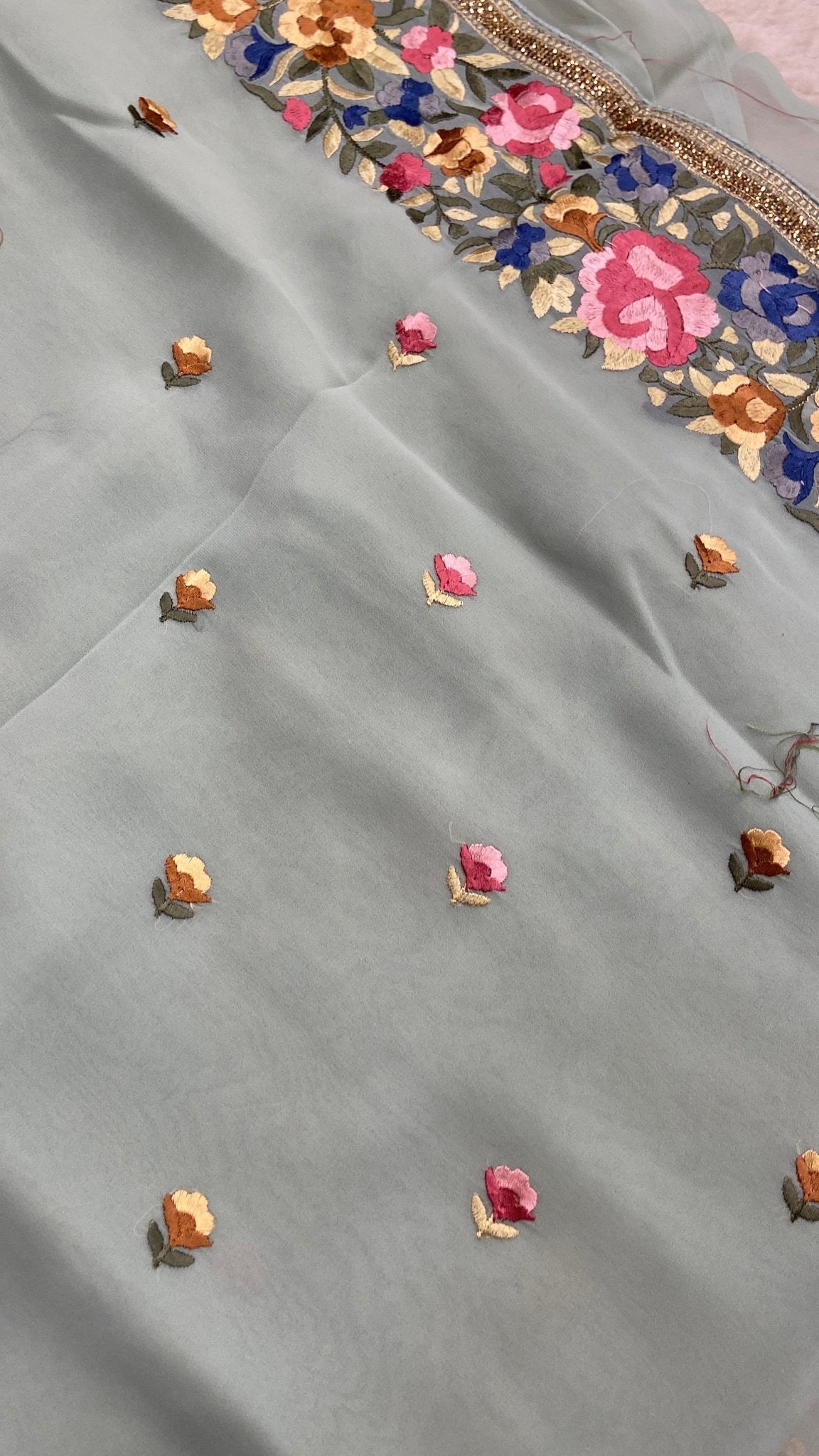 Georgette with parsi work saree - Kanjeevaram Silk Mandir