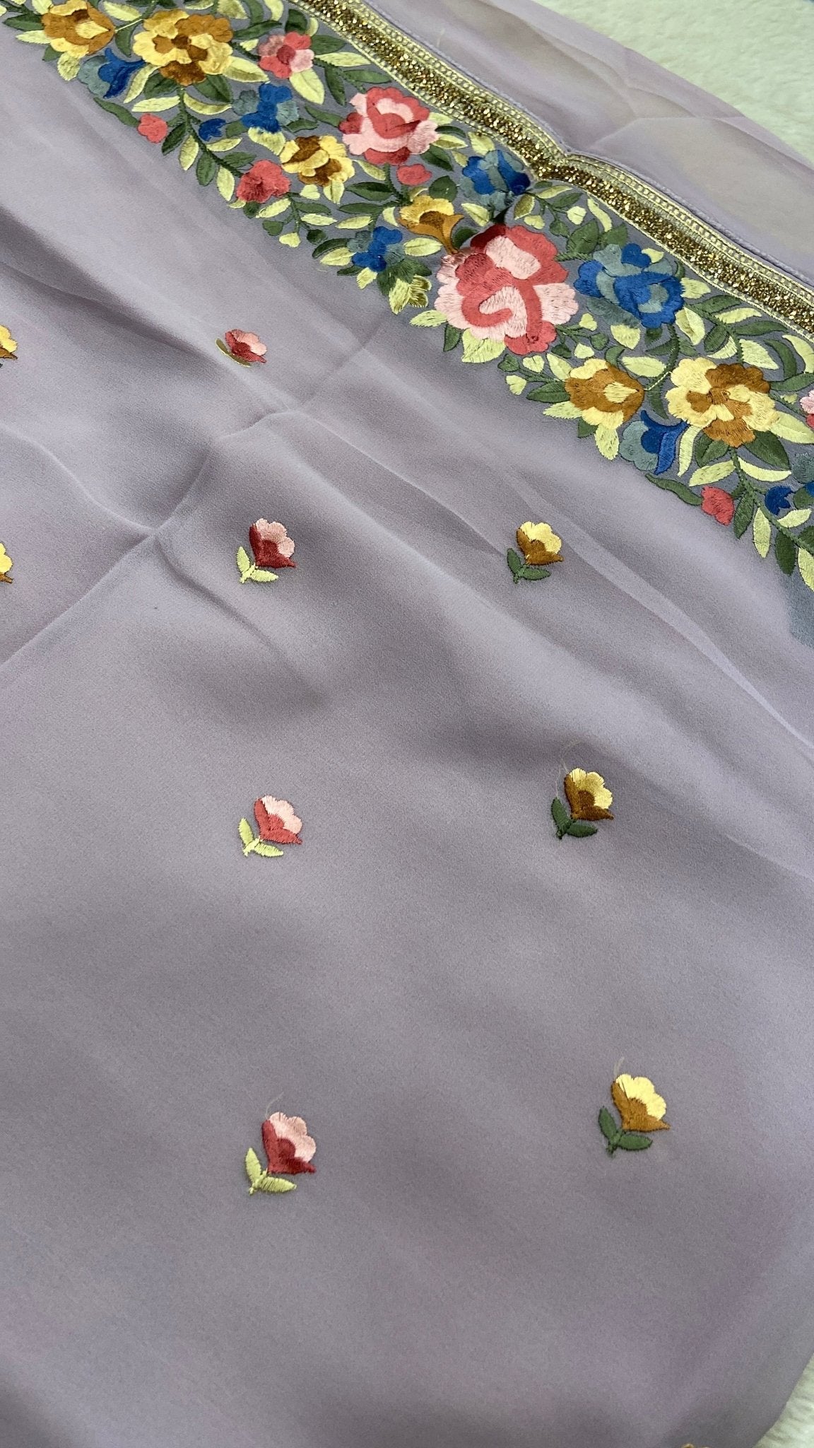 Georgette with parsi work saree - Kanjeevaram Silk Mandir