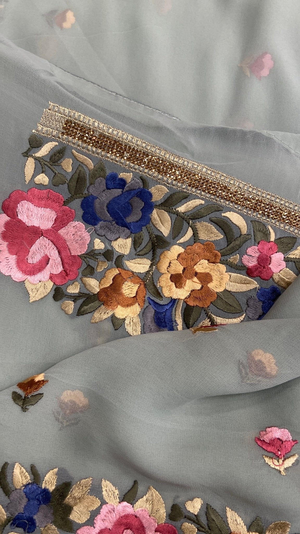 Georgette with parsi work saree - Kanjeevaram Silk Mandir